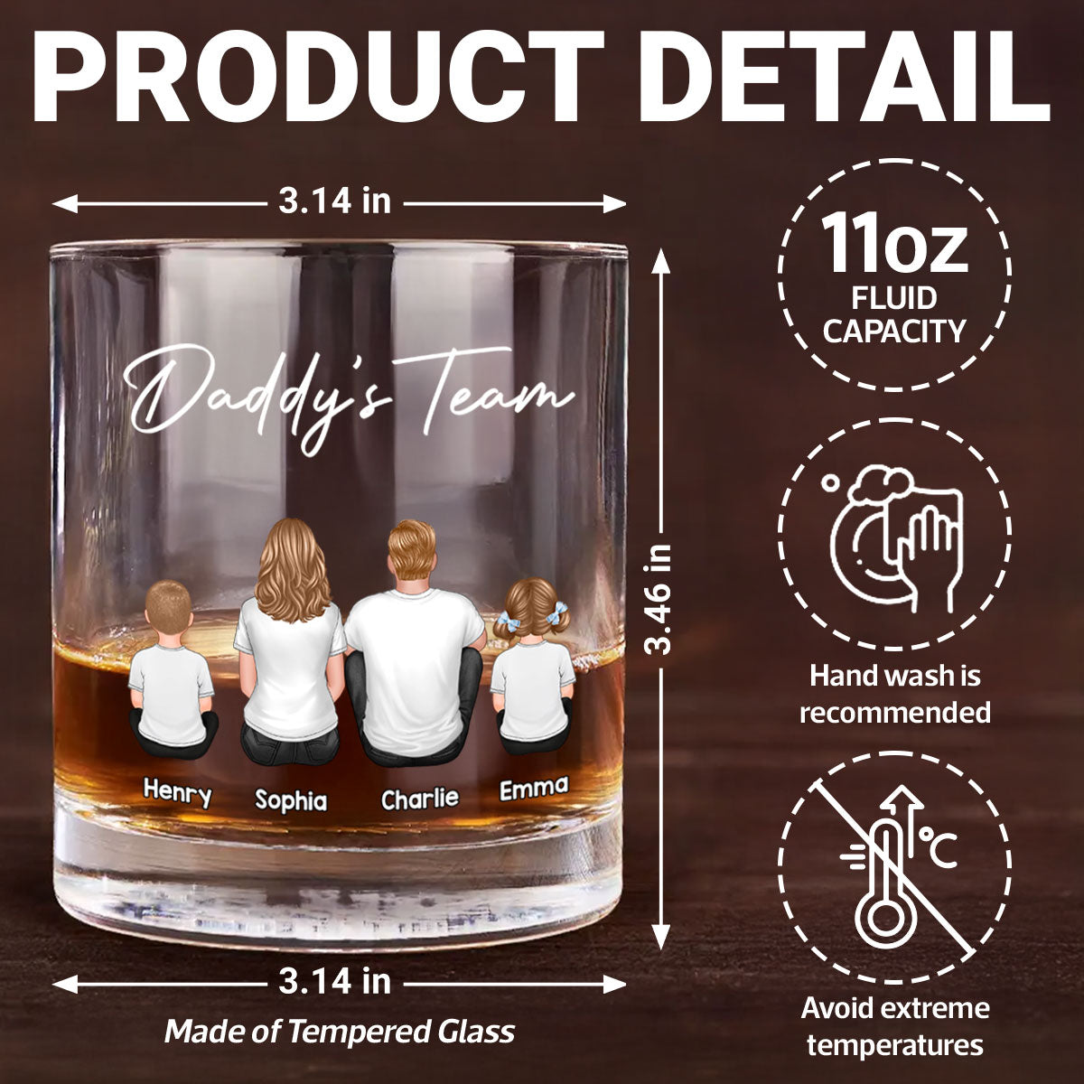 Daddy's Team Personalized Wine Glass, Heartfelt Father's Day Gift For Dad