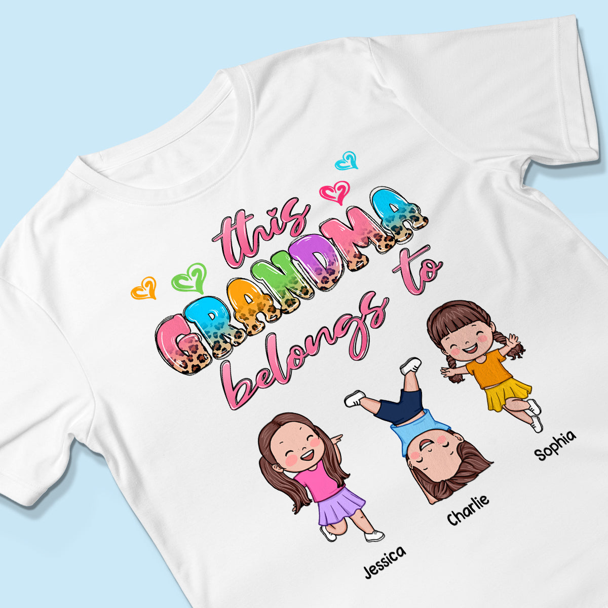 This Grandma Mom Colorful Half Leopard Cute Kids Personalized Shirt