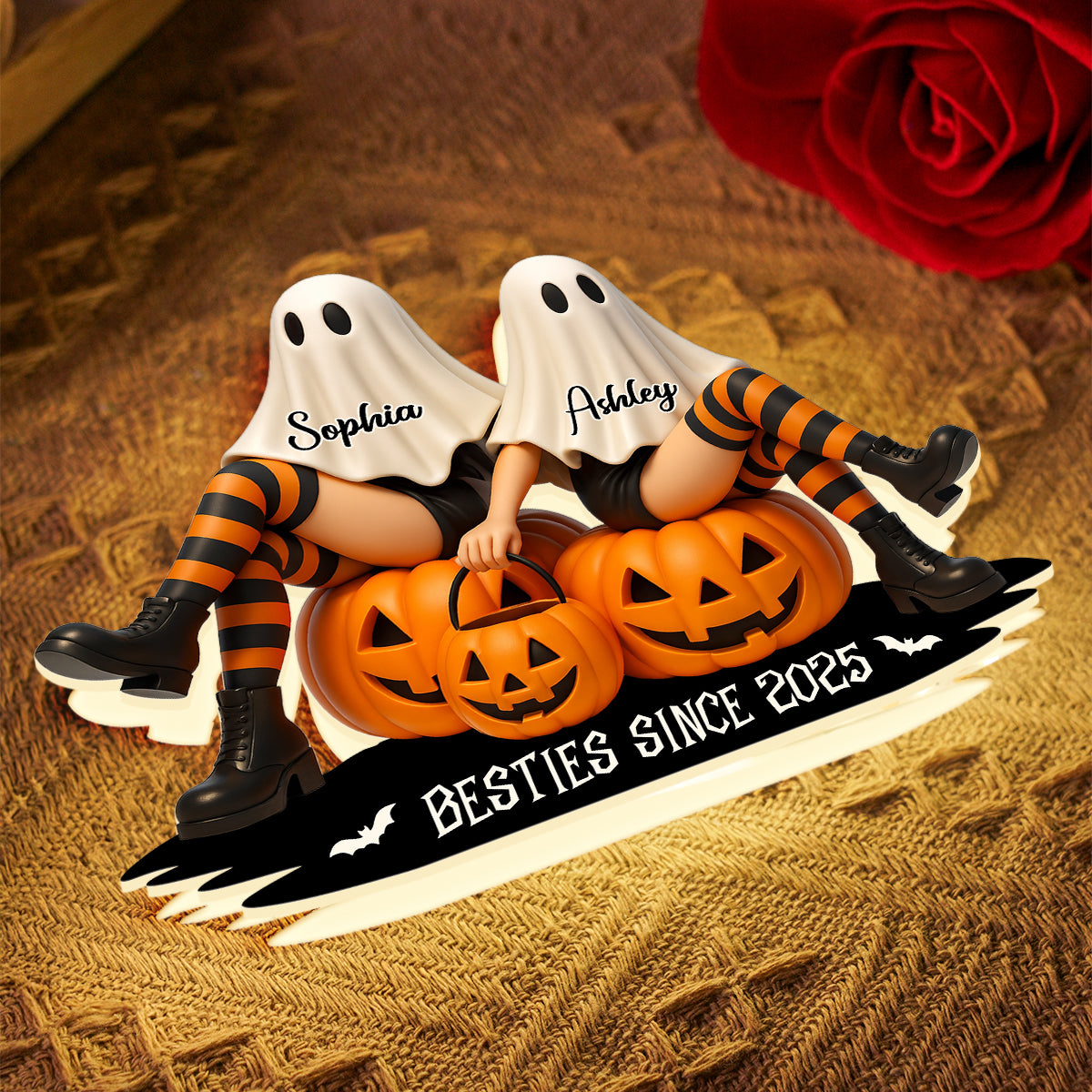 Ghost Besties Sitting Personalized Light Box, Halloween Decor for Besties, Gift for Best Friends