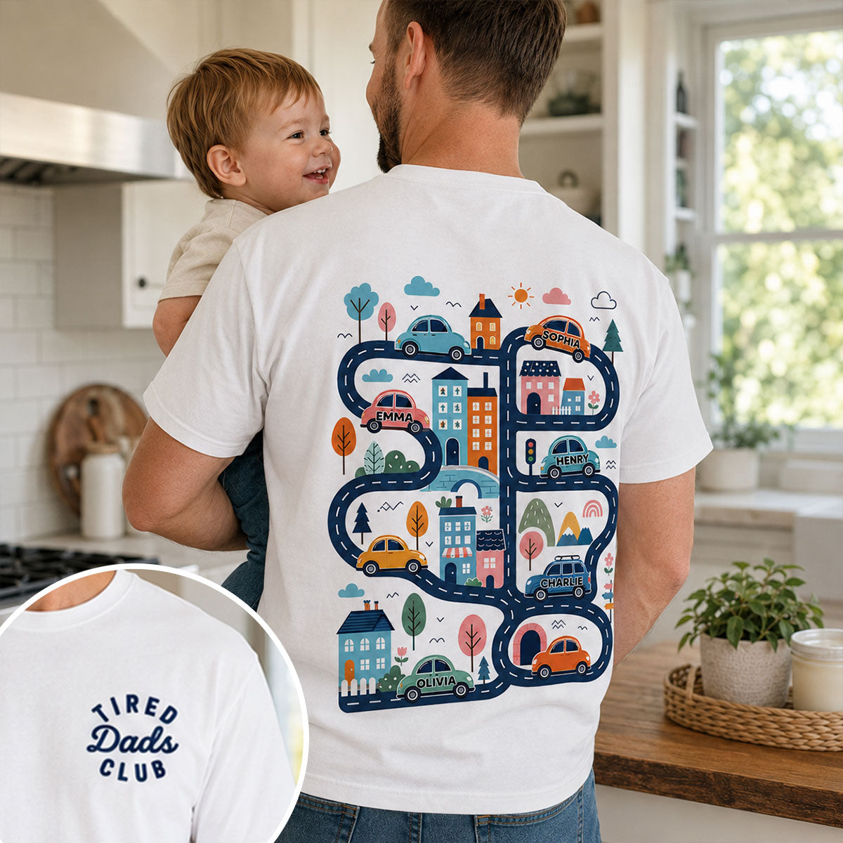 Tired Dads Club, Play Cars On Dads Back - Personalized Shirt - Funny Father Day Gift For Dad, Husband