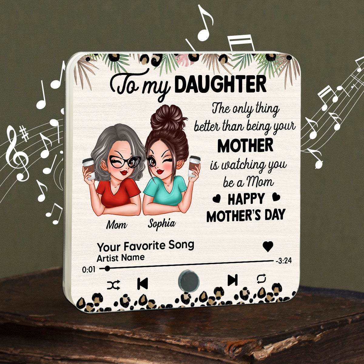 To My Daughter From Mom Happy Mother's Day Personalized Music Fridge Magnet, Gift For Daughter