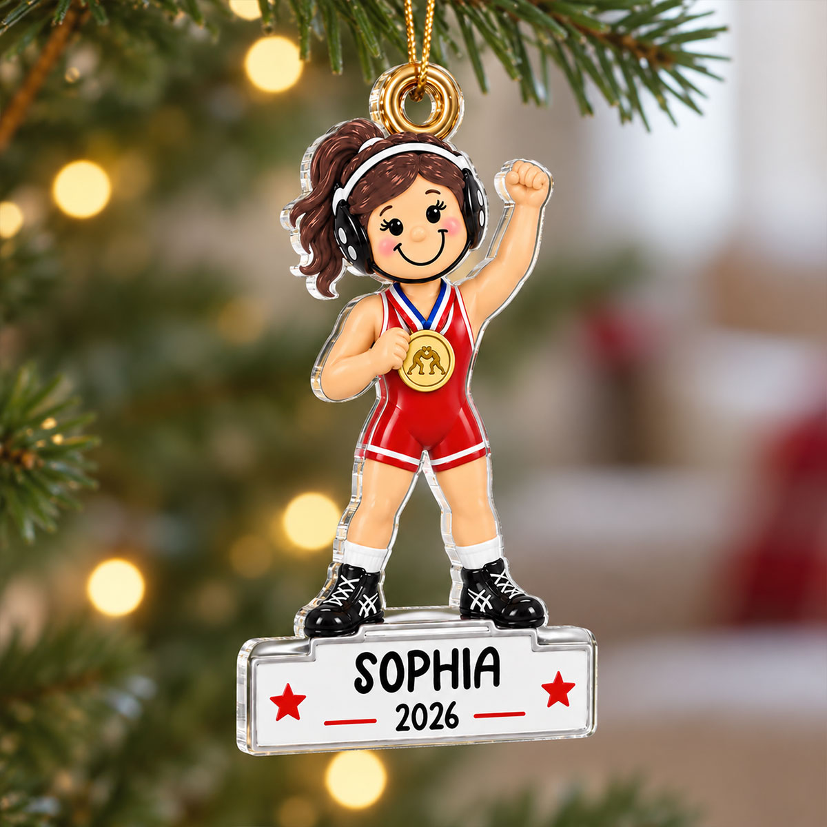 Wrestling Boy Champion 2D Flat - Personalized Acrylic Ornament - Gift For Son, Wrestling Keepsake, Wrestling Lovers Gift