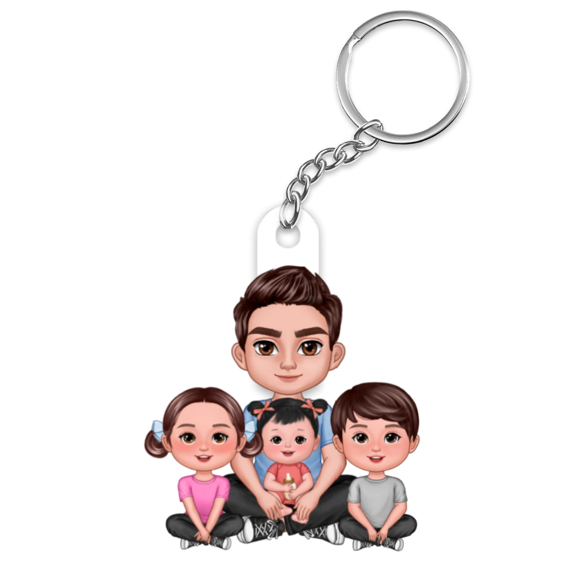 Dad And Kids Crossed Legs Personalized Acrylic Keychain