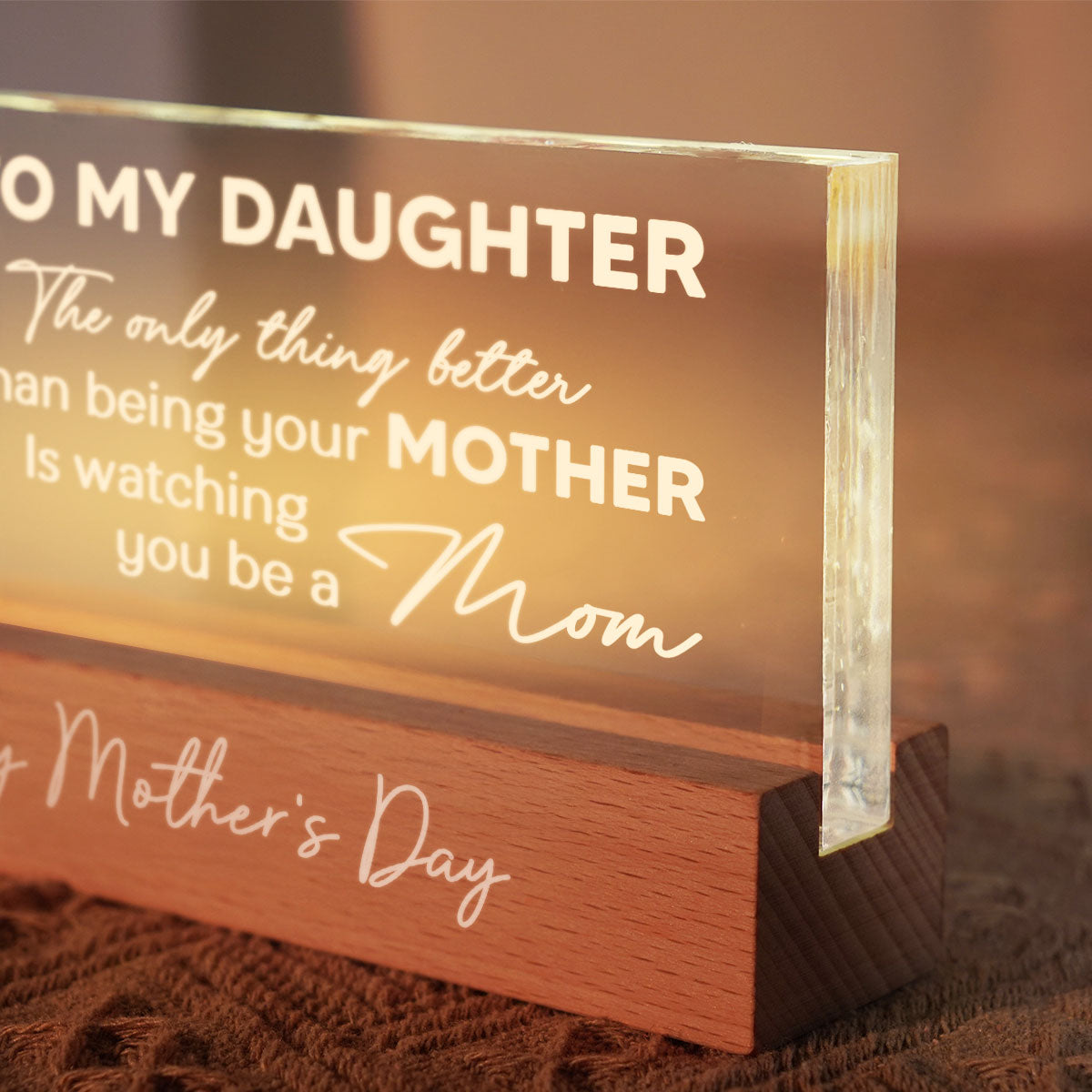 To My Daughter From Mom Happy Mother's Day Personalized Acrylic Block LED Night Light, Gift For Daughter