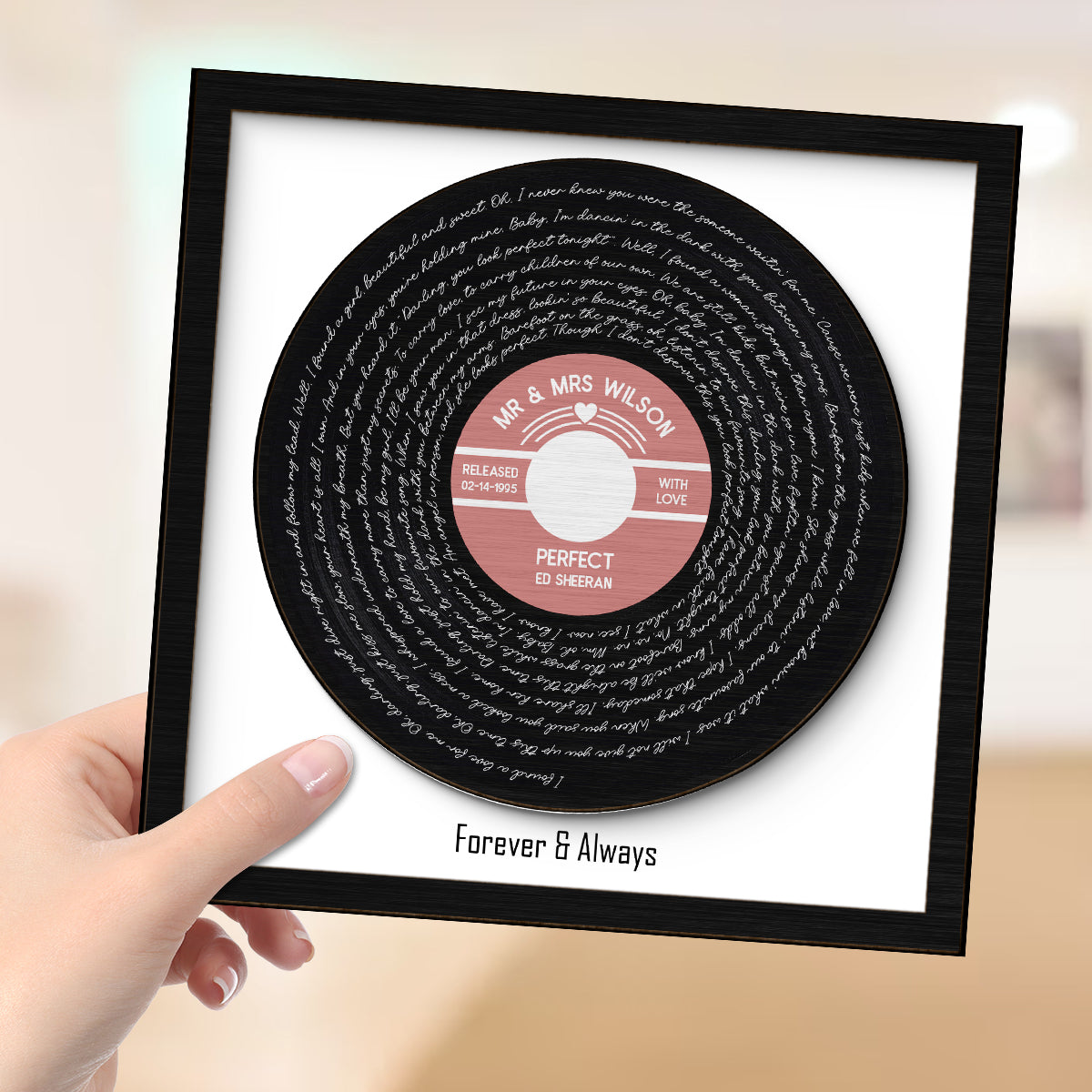 Custom Vinyl Record Label Valentine's Day, Wedding, Father's Day, Anniversary, Unique Gift for Him or Her Personalized 2-Layer Wooden Plaque
