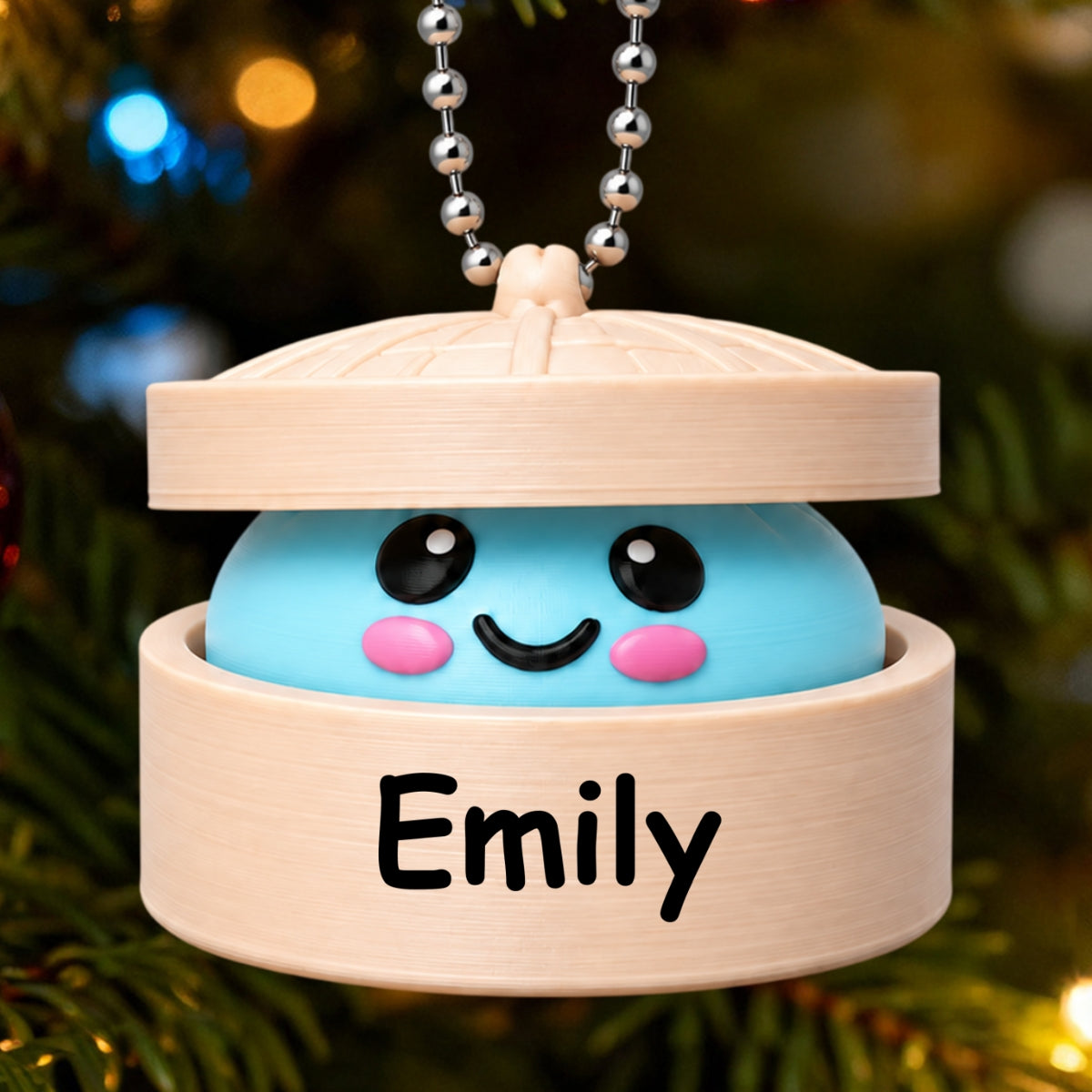 Custom Name Dumpling - Personalized 3D Clicker Ornament - Christmas Gift For Kids, Grandkids, Granddaughter, Grandson