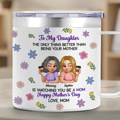 To My Daughter Floral 2D Flat - Personalized Tumbler With Handle - Heartfelt Mother's Day Gift For Daughter
