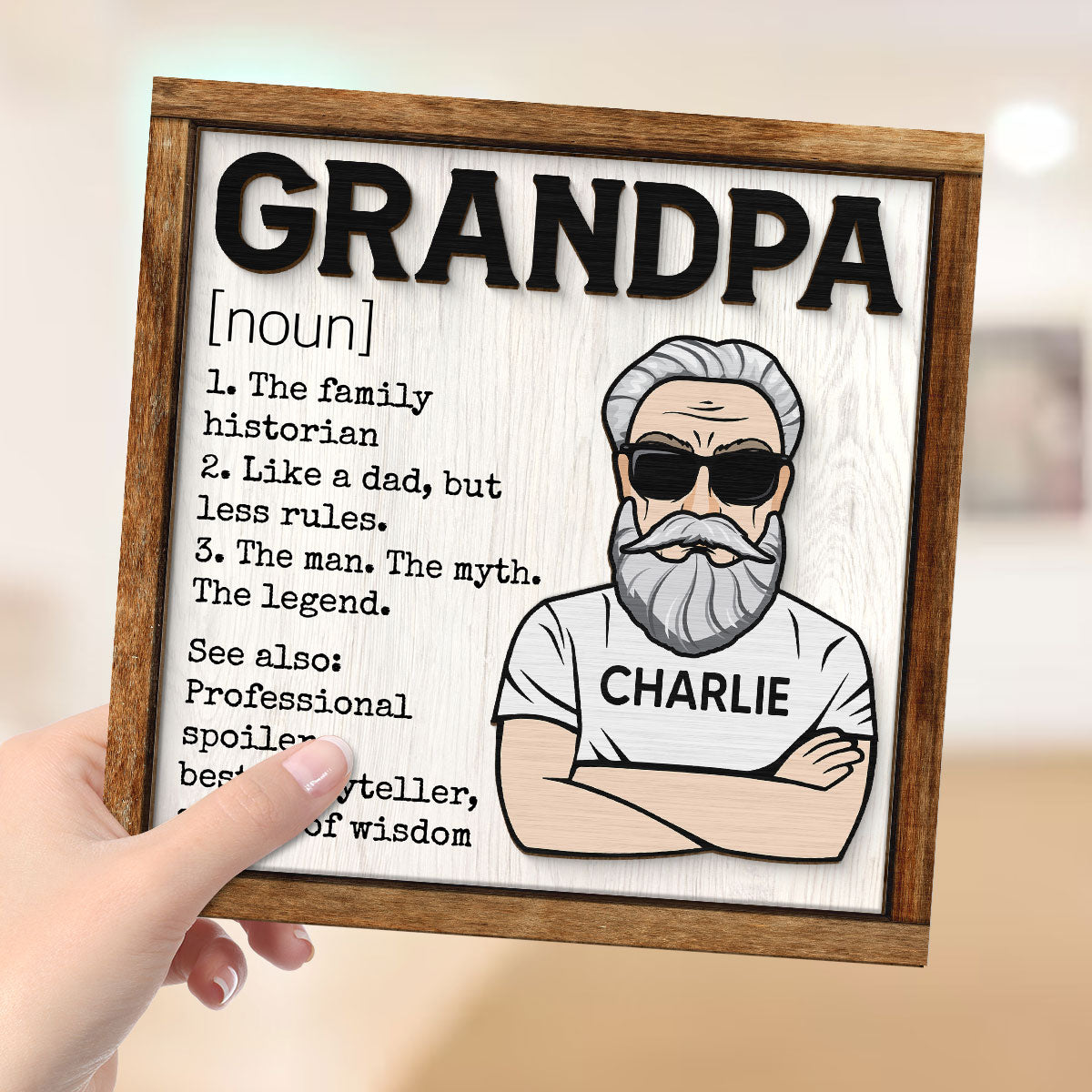Grandpa Definition Personalized 2-Layer Wooden Plaque