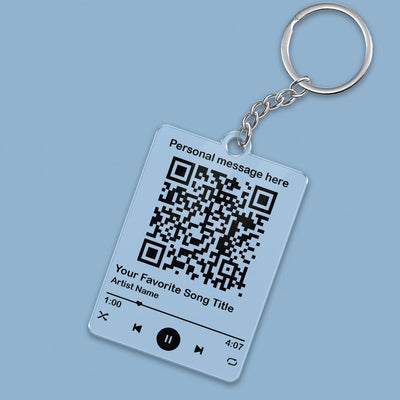 Favorite Song & Message Scannable QR Code Personalized Acrylic Keychain