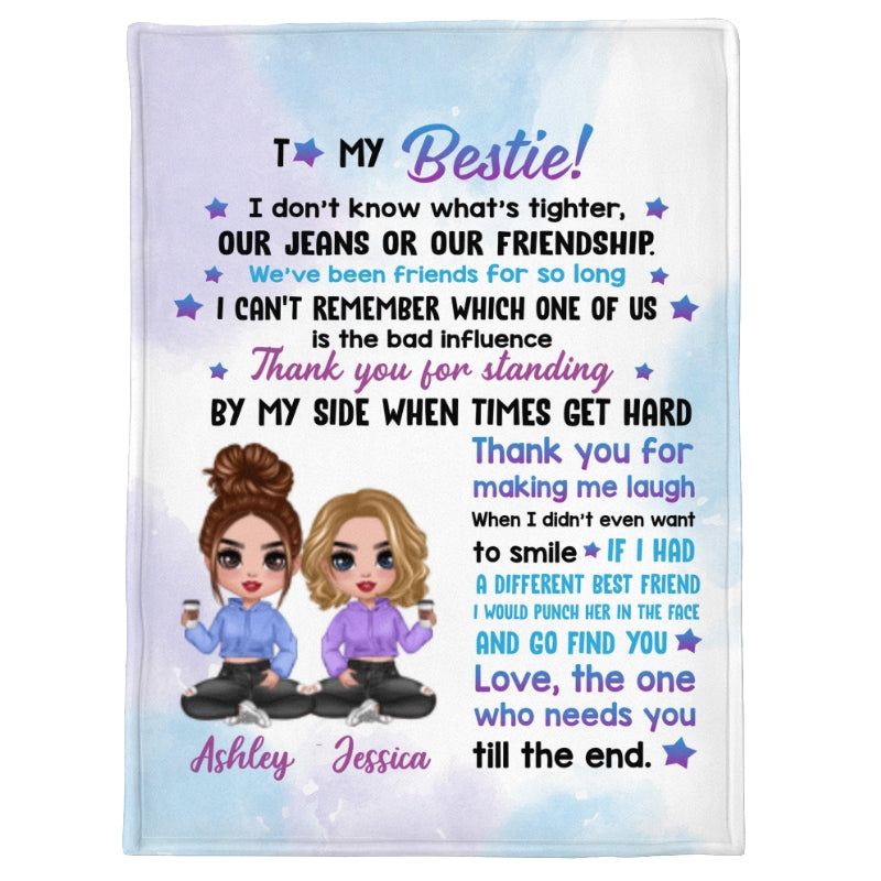 To My Bestie Doll Girls Sitting Personalized Fleece Blanket