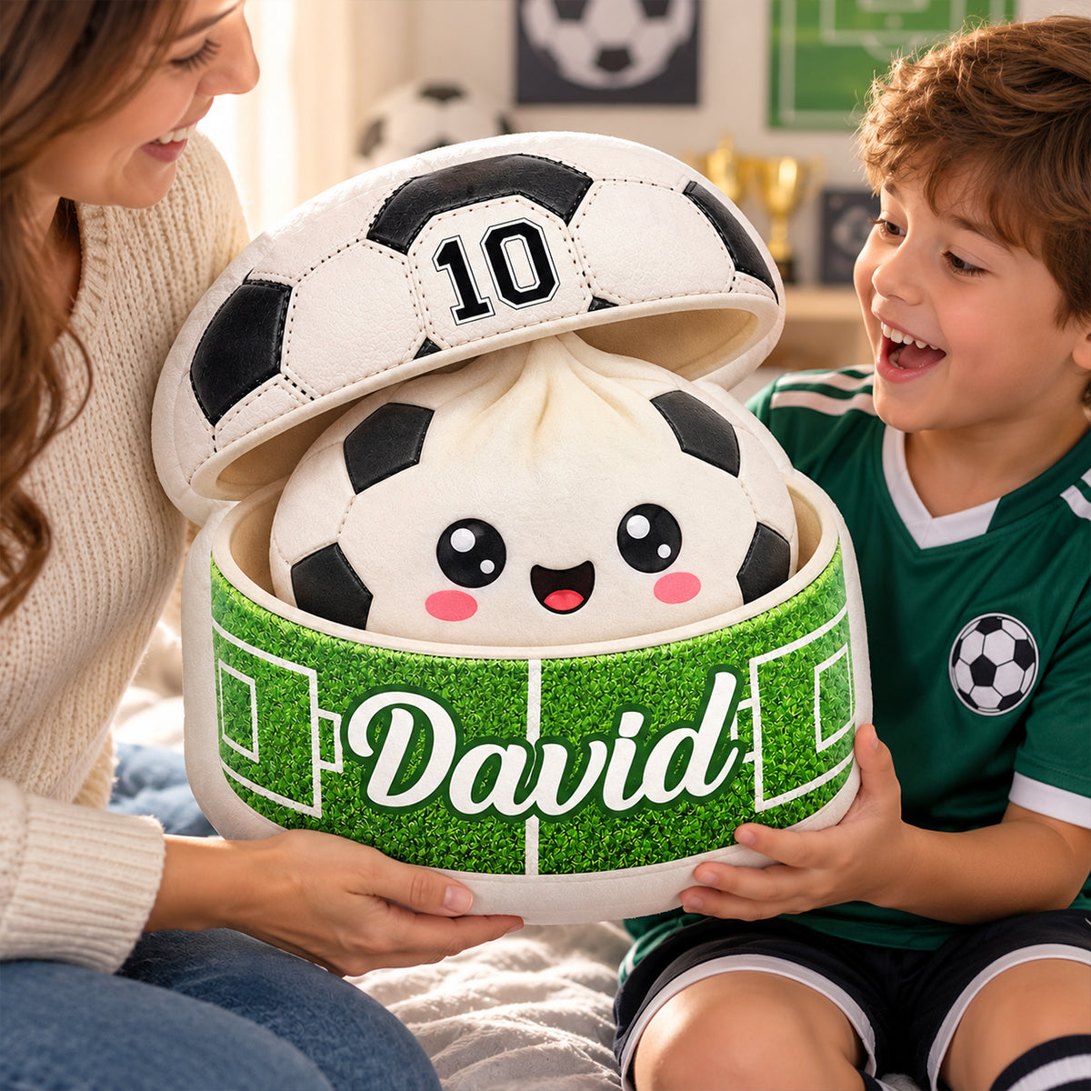 Custom Soccer Dumpling Squishy Style - Personalized Custom Shaped Pillow - Christmas Gift for Daughter, Son, Grandkids