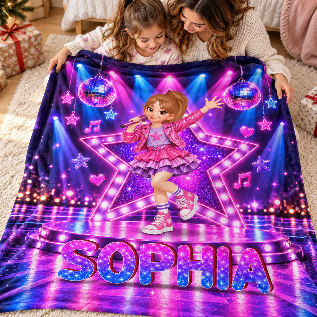 Pretty Girl Pop Star - Personalized Fleece Blanket - Gift For Daughter, Granddaughter