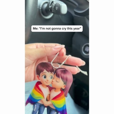 LGBT Couple Love Is Love Pride Month Personalized Acrylic Car Hanger, Gift For Couple