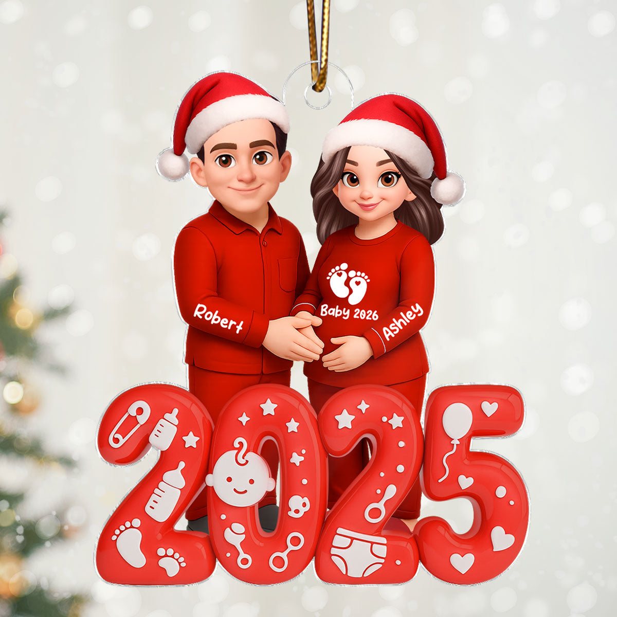2025 Expecting Parents - Personalized Acrylic Ornament - Christmas Gift for Expecting Parents