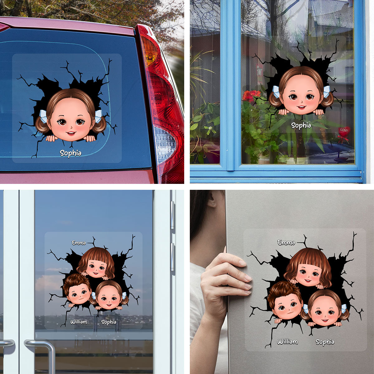 Cute Kids Decor On Car Fridge Window Personalized Decal