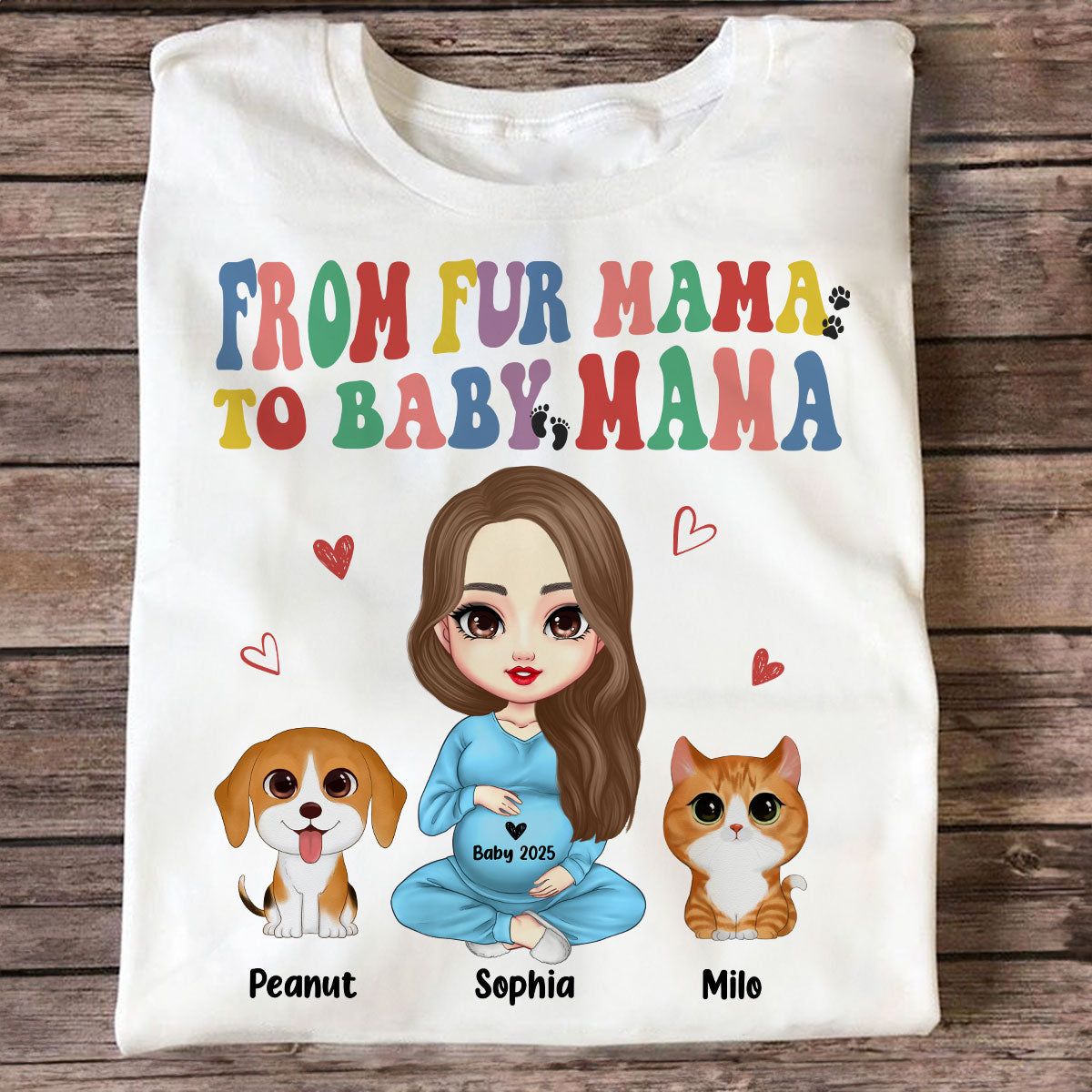 From Fur Mama To Baby Mama Personalized Shirt, Dog Mom Cat Mom, Custom Pregnancy Reveal Shirt, Gift For Expecting Moms