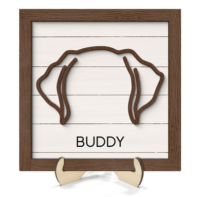 Custom Dog Ear Line Drawing Personalized 2-Layer Wooden Plaque