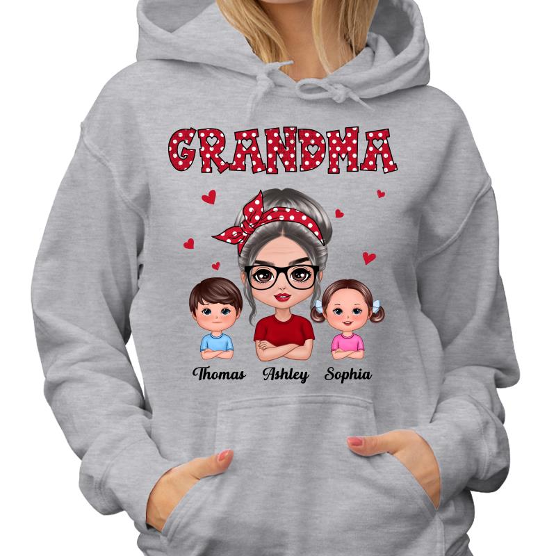 Polka Dot Pattern Grandma And Grandkids - Personalized Shirt