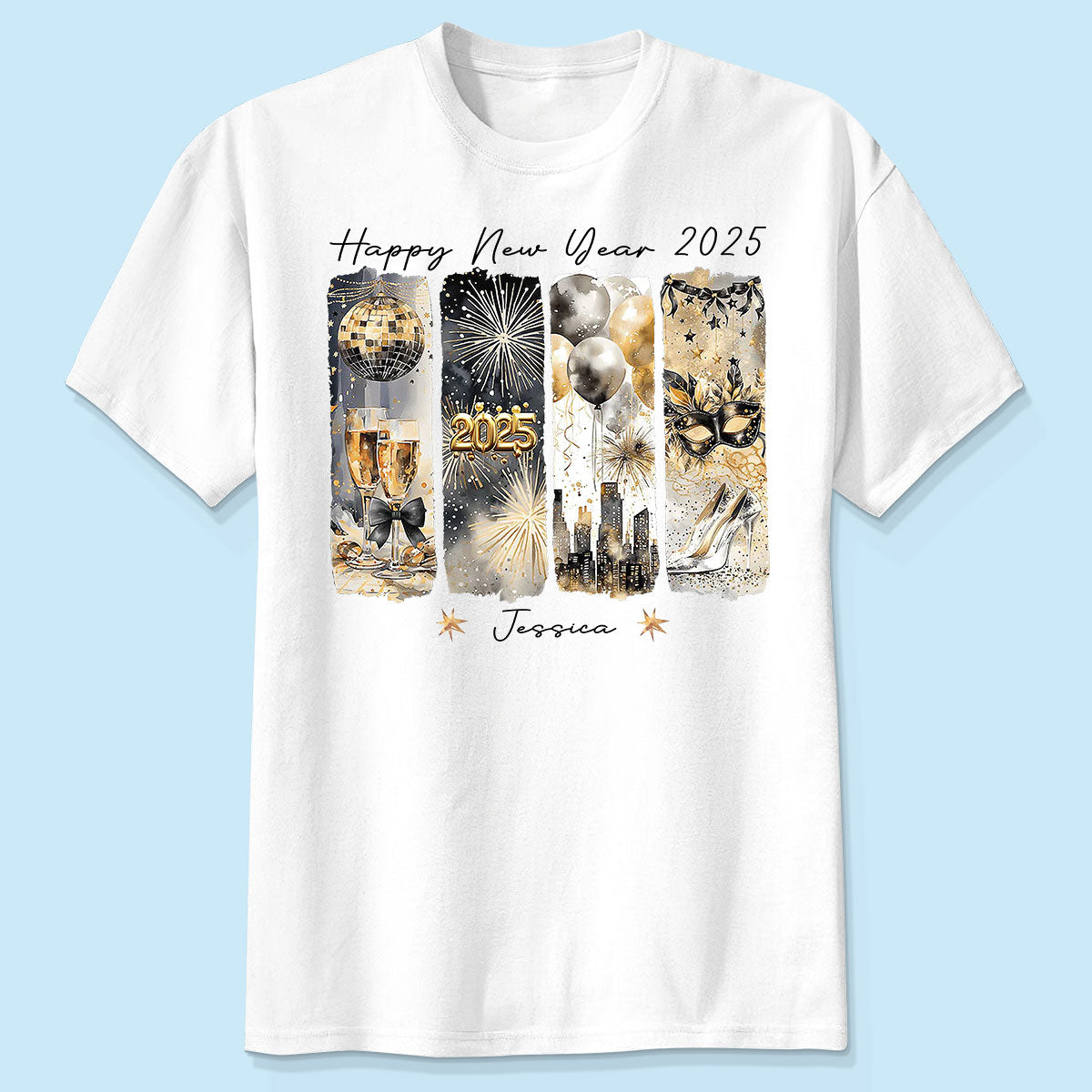 Retro New Year 2025 Disco Ball Gold Glitter Personalized Shirt, Brushstroke New Year New Me, New Year Gift For Yourself