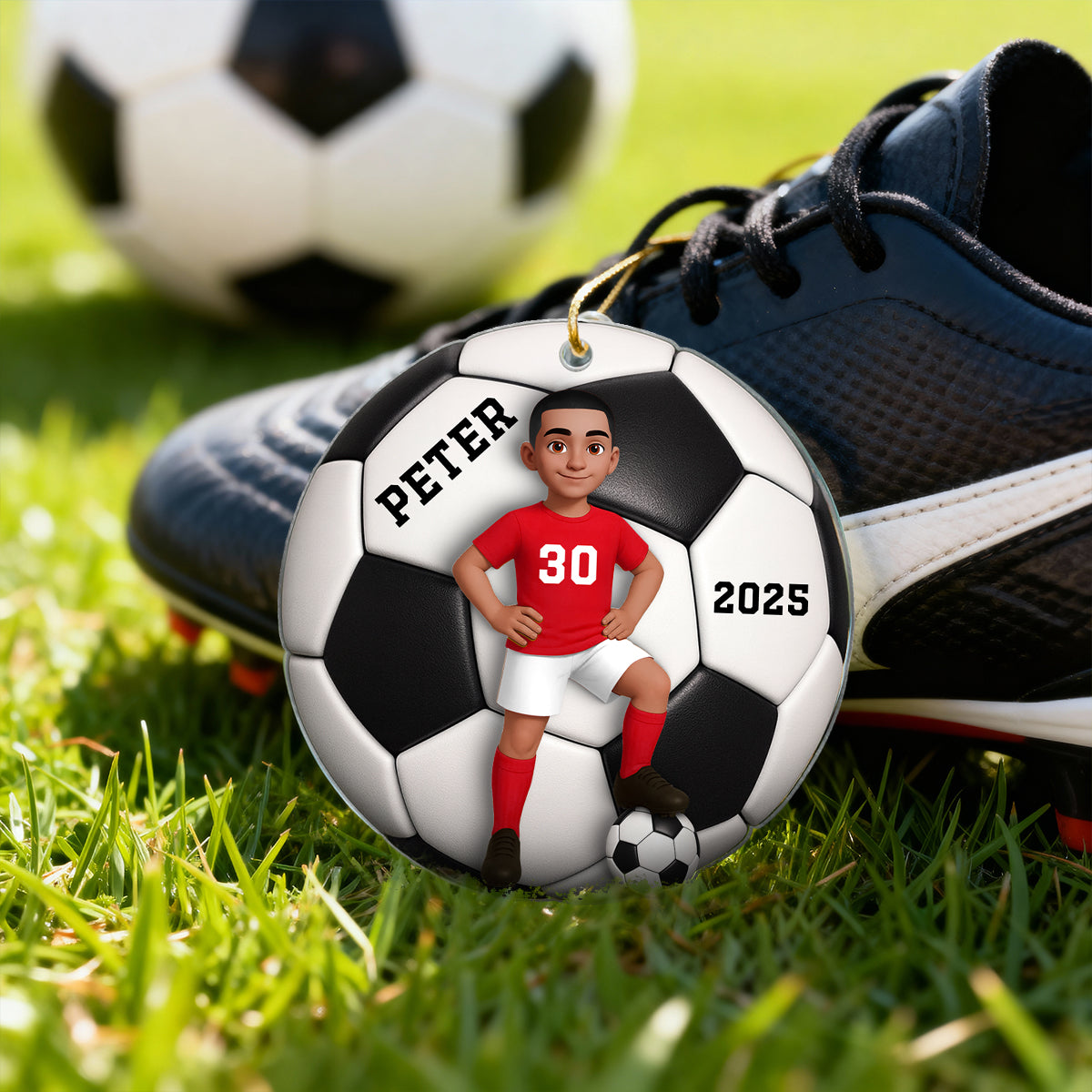 Soccer Girl Boy 3D Effect - Personalized Acrylic Ornament