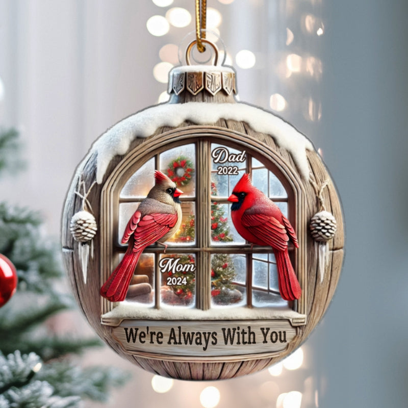 Memorial Cardinal Outside Window 3D Effect Sympathy Gift Remembrance Keepsake Personalized Acrylic Flat Ornament