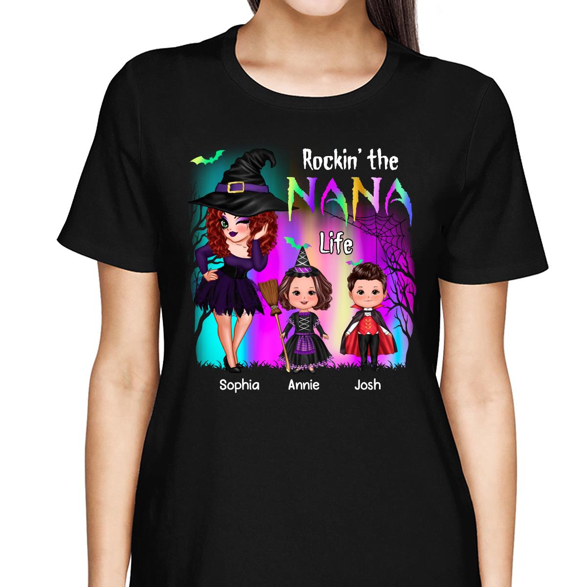 Rockin‘ The Nana Life Halloween Aurora Personalized Shirt