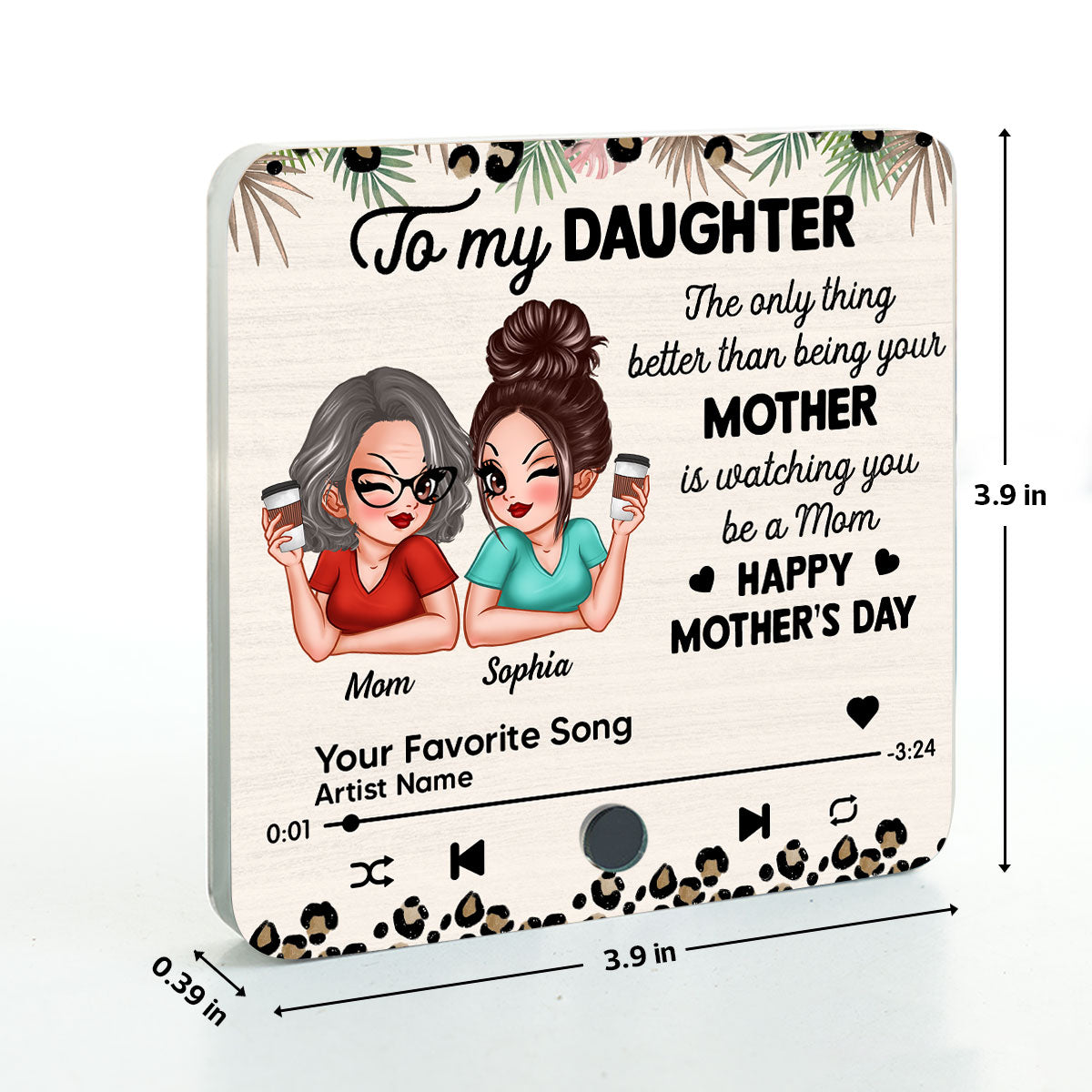 To My Daughter From Mom Happy Mother's Day Personalized Music Fridge Magnet, Gift For Daughter