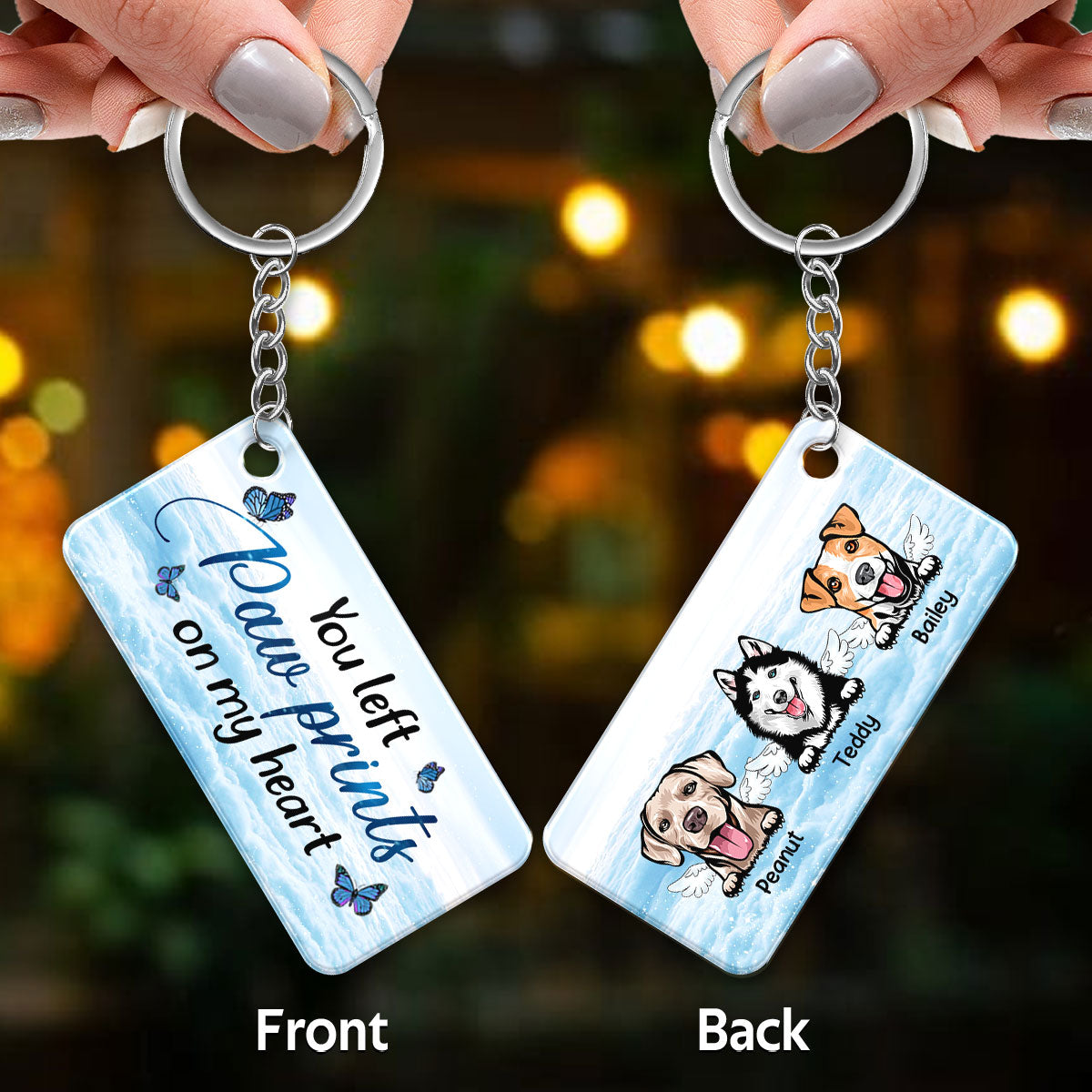 Peeking Dogs Cats Pet Memorial Remembrance Gift Personalized Acrylic Keychain