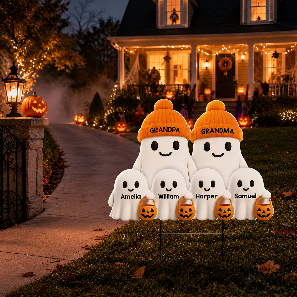Halloween Cute Grandpa Grandma's Boo Crew - Personalized Yard Sign - Halloween Decor For Grandparents