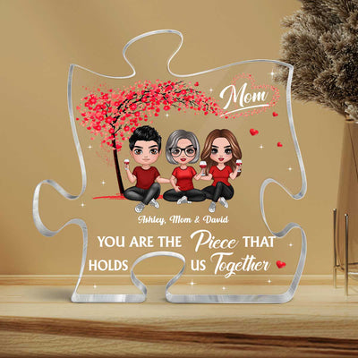 Mom The Piece Holds Us Together Red Tree Personalized Acrylic Puzzle Plaque Mother‘s Day Gift For Mom