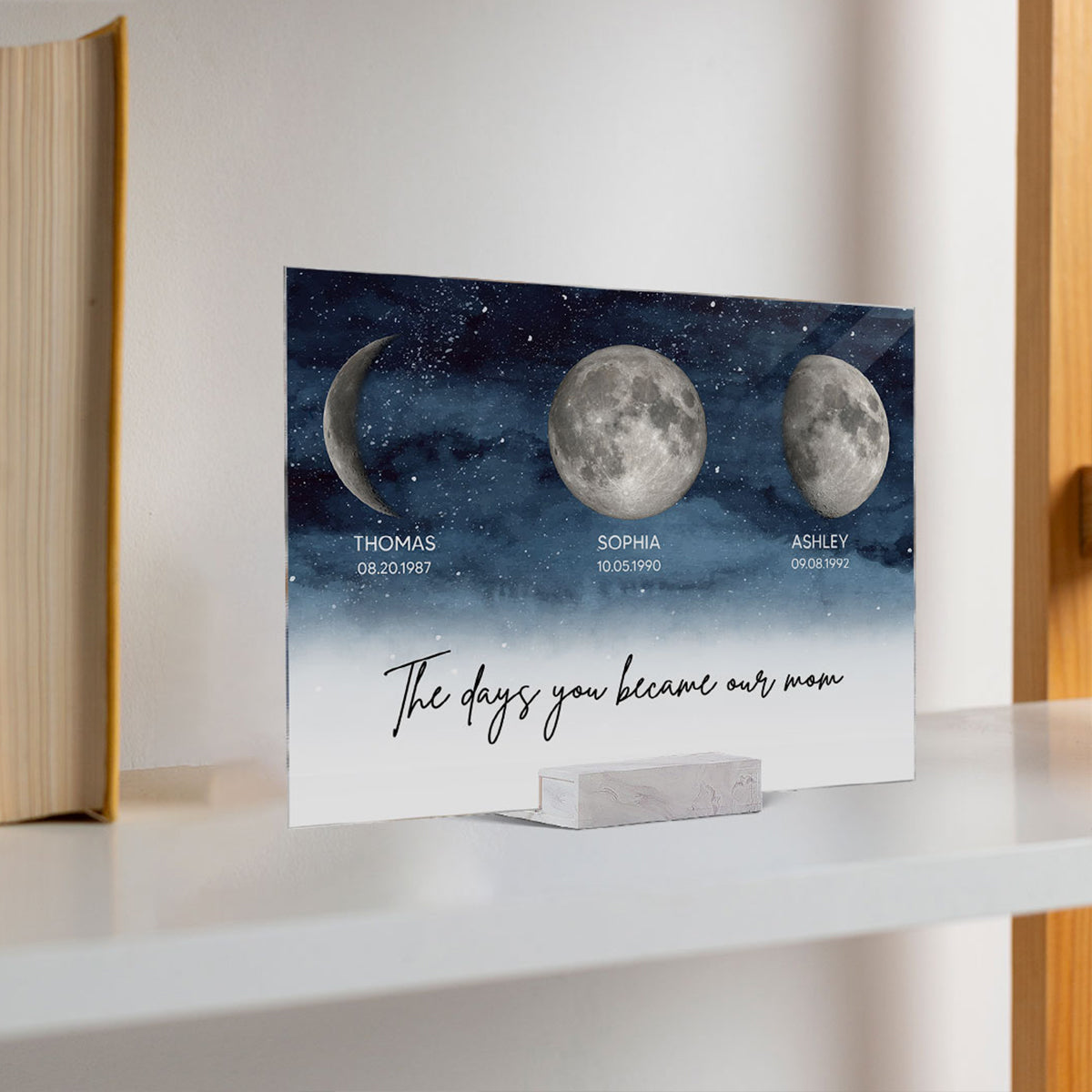 Starry Night Custom Birth Moon Phase The Day You Became Our Mom Personalized Acrylic Plaque
