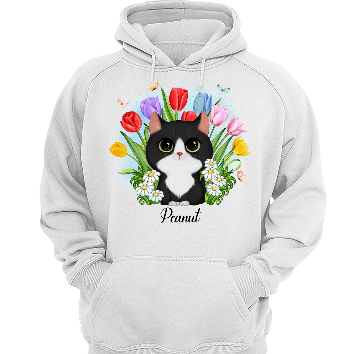 Watercolor Cute Cats Tulip Flowers Personalized Shirt