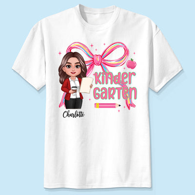 Preppy Style Pinky Teacher Custom Grade Personalized Shirt