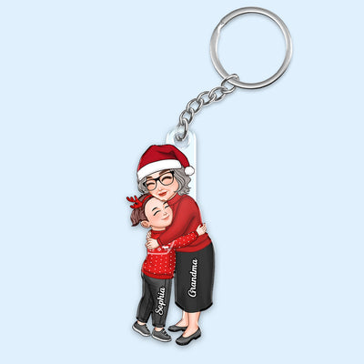 Grandma & Grandkid Hugging Christmas Gift For Granddaughter Grandson Personalized Acrylic Keychain