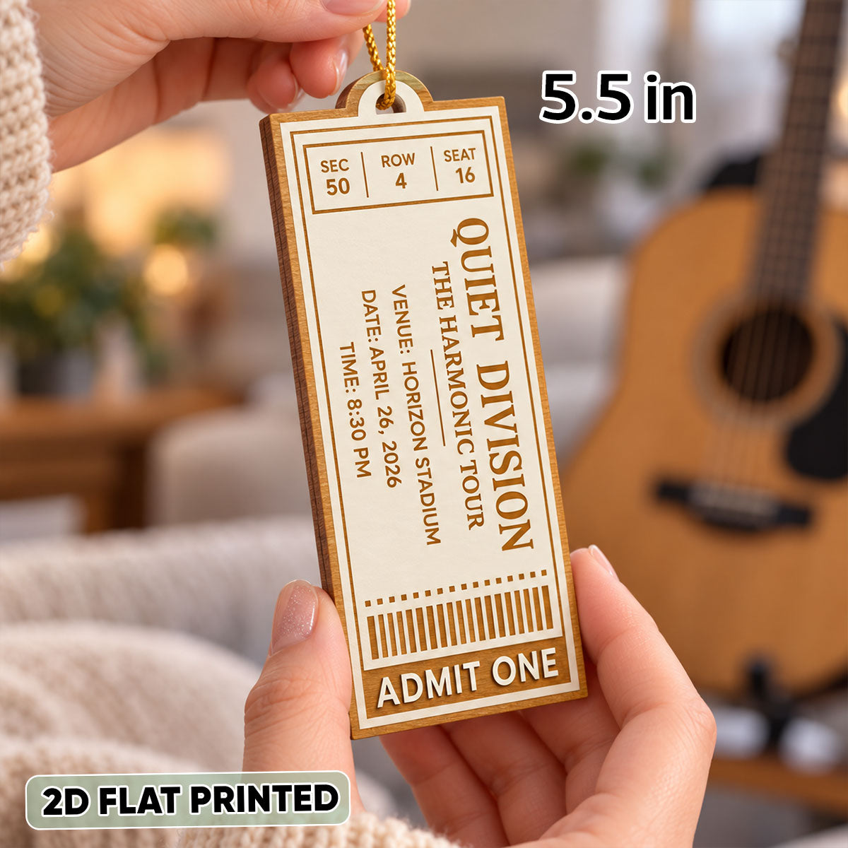 Custom Concert Ticket - Personalized Wooden Ornament - Christmas Favorite Music Keepsake Gift for Daughter, Son, Best Friends