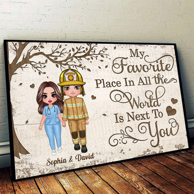 Favorite Place In The World Couple Standing Gifts by Occupation Gift For Her Gift For Him Firefighter, Nurse, Police Officer Personalized Poster