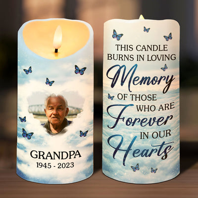 This Candle Burns In Loving Memory Sky Photo Upload Memorial Personalized LED Candle