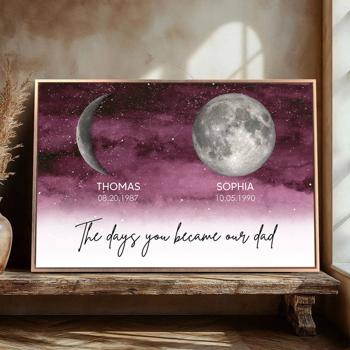 Starry Night Custom Birth Moon Phase The Days You Became Our Dad Personalized Poster, Father's Day Gift