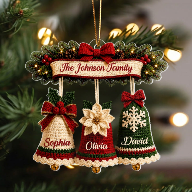 Custom Family Name Christmas Bell - Personalized Acrylic Ornament - Thoughtful Christmas Gift for Mom, Daughter, Son