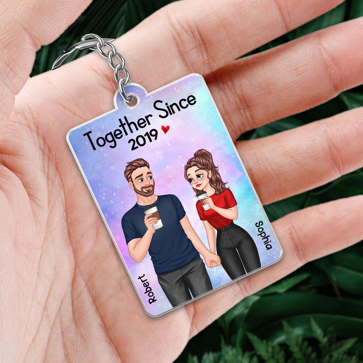 Couple Cartoon Hand In Hand Together Since Favorite Song QR Code Personalized Acrylic Keychain