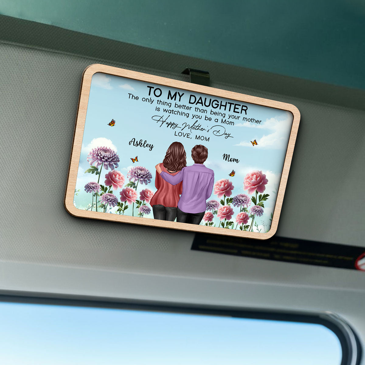 To My Daughter From Mom Happy Mother's Day Birth Flower Personalized Car Visor, Gift For Daughter