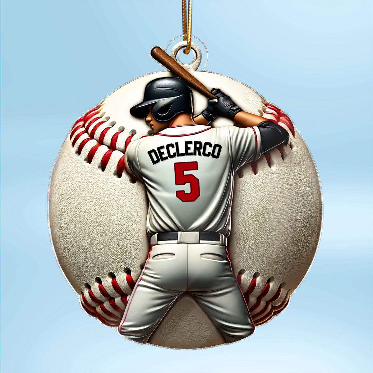 3D Effect Retro Vintage Baseball Player Personalized Acrylic Ornament, Christmas For Baseball Players, Baseball Fans