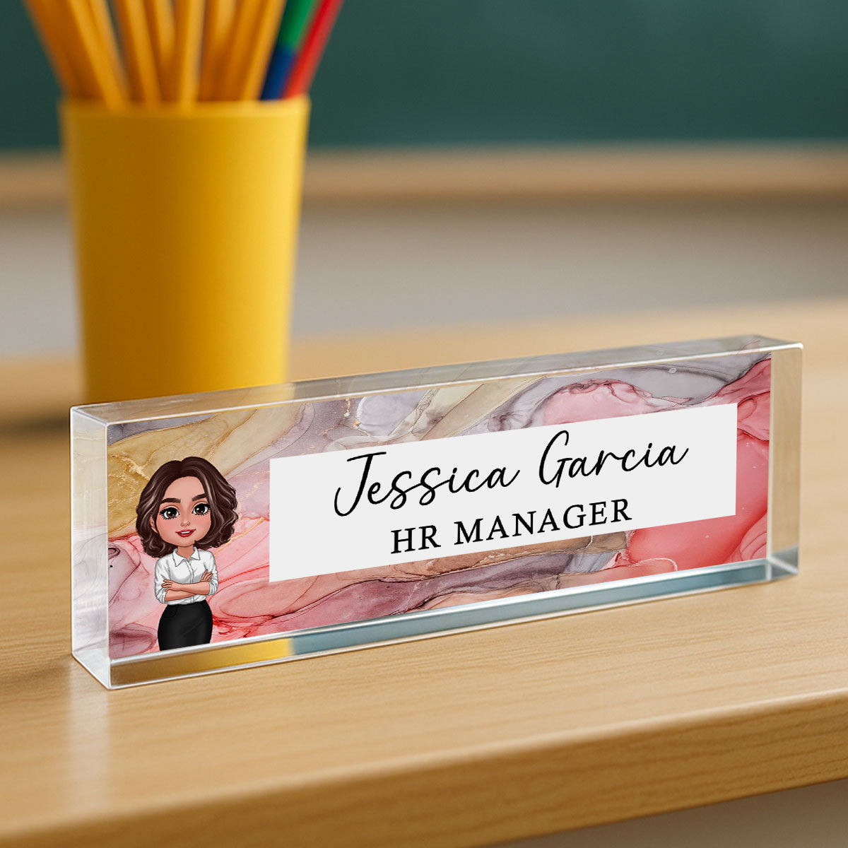 Galaxy Marble Texture Man Woman Office Personalized Desk Name Plate