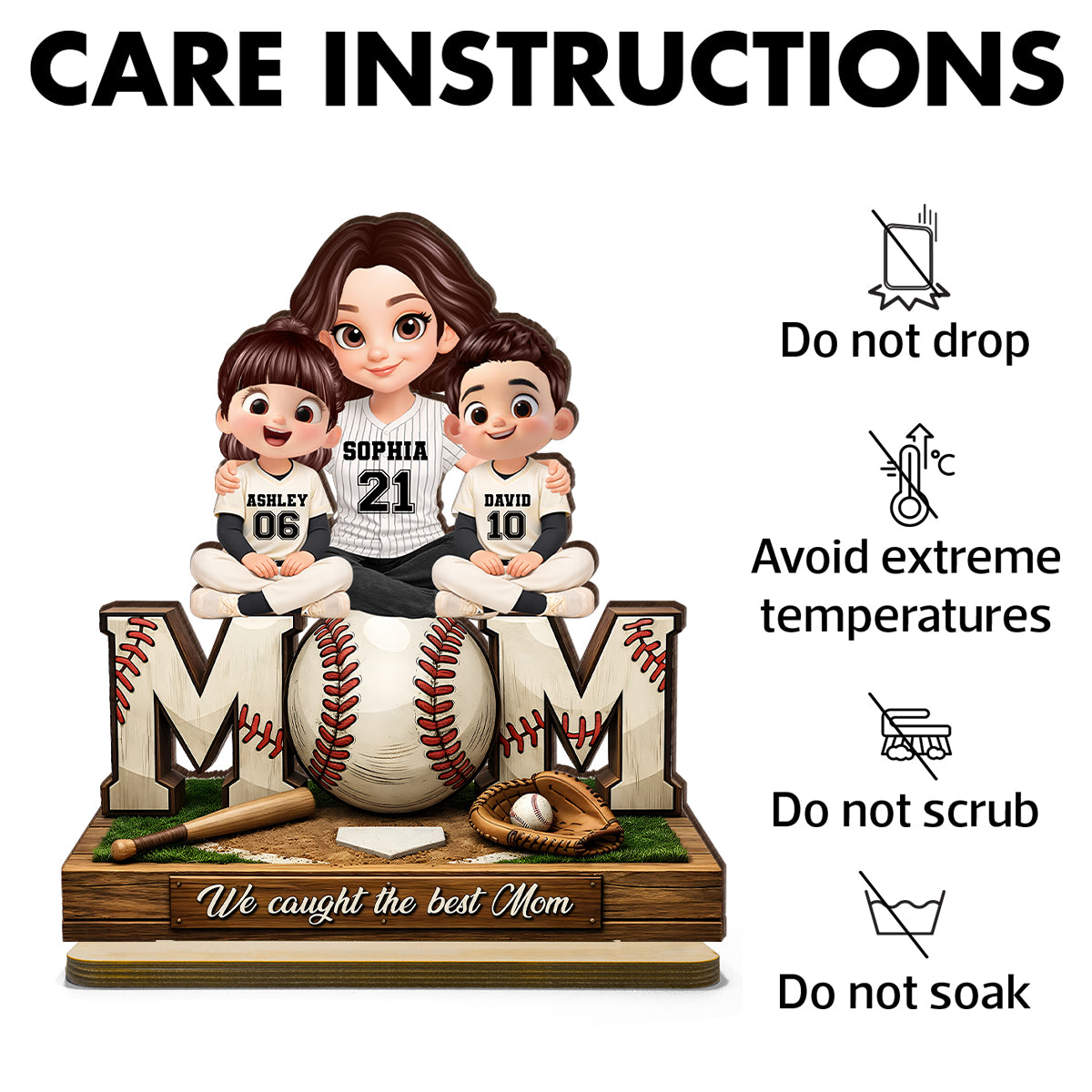 Multitasking Mom Baseball Baseball Mom and Kids We Caught the Best Mom - Personalized 2-Layered ...