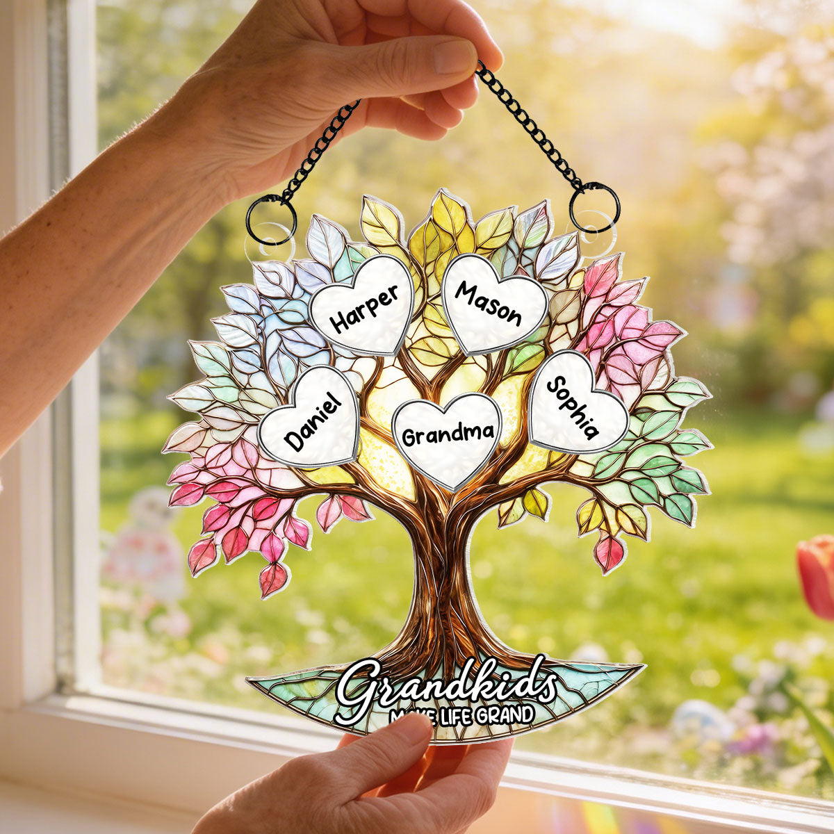 Grandkids Heart Grandma Tree Of Life - Personalized Suncatcher - Mother's Day Gift For Grandma