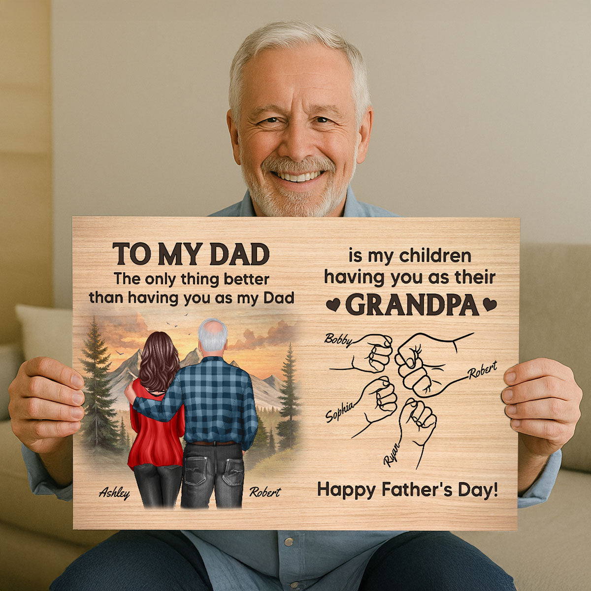 To Dad My Children Having You As Their Grandpa Fist Bumps Personalized Poster, Gift For Dad