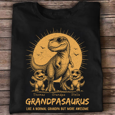 Retro Yellow Vintage Grandpasaurus - Personalized Shirt - Funny Father's Day Gift For Dad, Husband