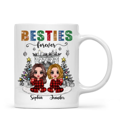 Christmas Outline Background Doll Besties Personalized Mug