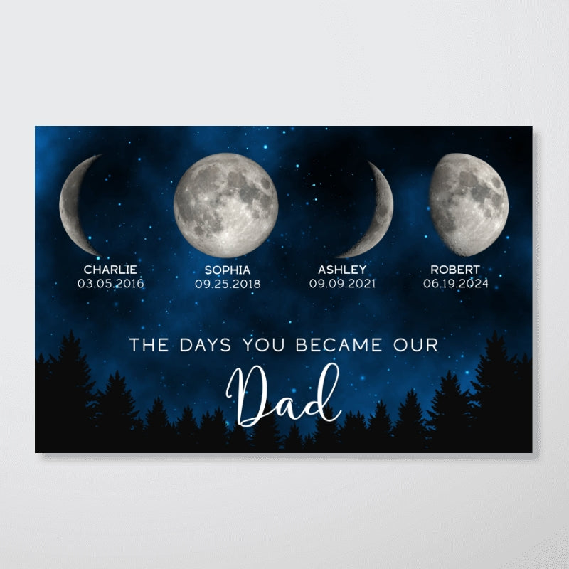 Galaxy Night Custom Birth Moon Phase The Days You Became Our Dad - Personalized Poster