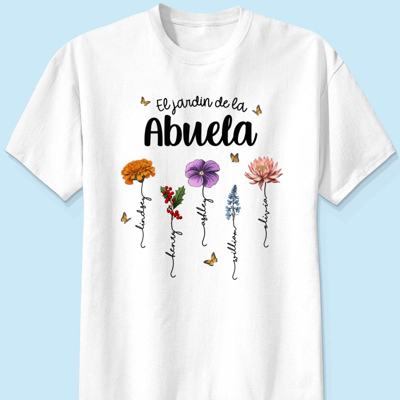 Abuela's Garden El Jardin De la Abuela Grandma's Garden Personalized Shirt